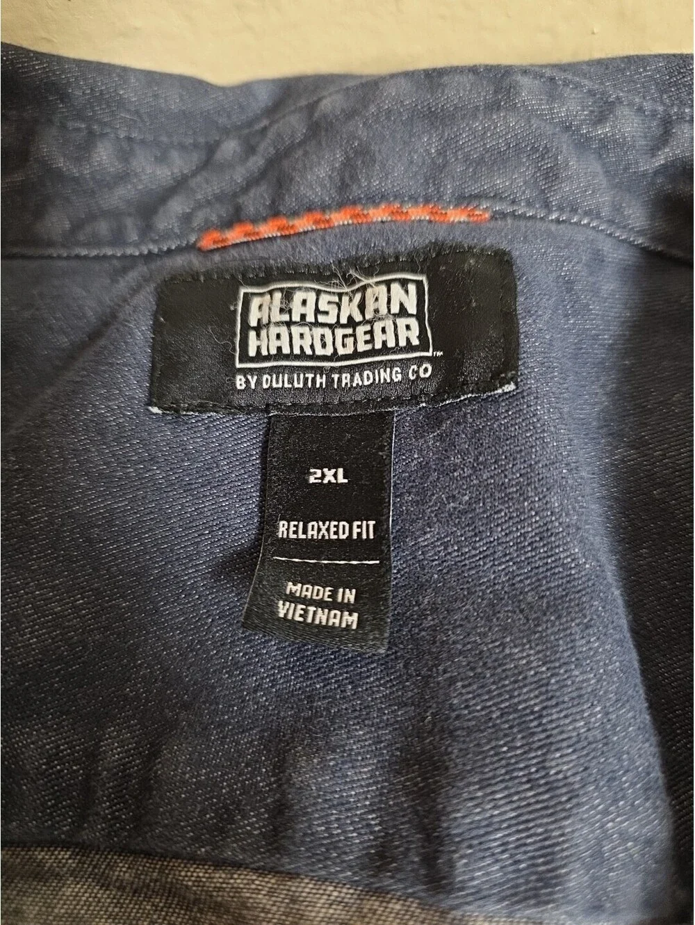 Duluth Trading Co Alaskan Hardgear Snap Camp Shirt 2XL Blue Cotton Denim